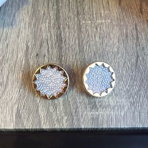House of Harlow 1960 Leather Blue Pebbled Sunburst Earrings